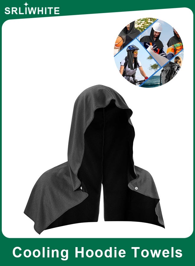 SRLIWHITE Black UPF 50 Cooling Hoodie Towel for Men as Women, Instant Cooling Neck and Face Wrap, Quick-Dry Absorbent Sports Head Towel for Running, Yoga or Outdoor Activities (29 × 65 cm) - Image 1